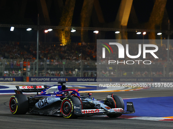 Daniel Ricciardo of Australia drives the Visa Cash App RB F1 Team VCARB 01 during the F1 Grand Prix of Singapore at Marina Bay Street Circui...