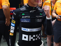 Lando Norris of the United Kingdom and McLaren Formula 1 Team celebrates winning the F1 Grand Prix of Singapore at Marina Bay Street Circuit...