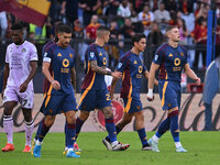 Artem Dovbyk of A.S. Roma celebrates after scoring the goal of 1-0 during the 5th day of the Serie A Championship between A.S. Roma and Udin...