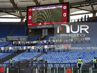 A.S. fans in Rome protest against society, leaving the Curva Sud empty during the 5th day of the Serie A Championship between A.S. Roma and...