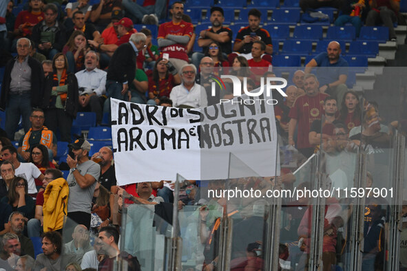 A.S. fans in Rome protest against society, leaving the Curva Sud empty during the 5th day of the Serie A Championship between A.S. Roma and...