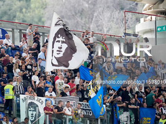 Supporters of Udinese Calcio during the Serie A Enilive match between AS Roma and Udinese Calcio at Stadio Olimpico on September 22, 2024 in...