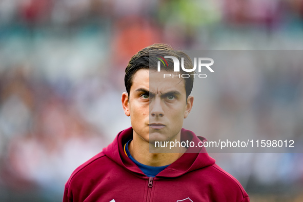 Paulo Dybala of AS Roma looks on during the Serie A Enilive match between AS Roma and Udinese Calcio at Stadio Olimpico on September 22, 202...