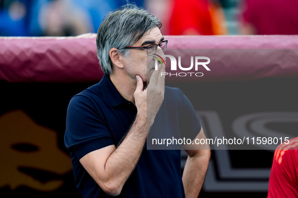 Ivan Juric head coach of AS Roma looks on during the Serie A Enilive match between AS Roma and Udinese Calcio at Stadio Olimpico on Septembe...