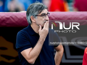 Ivan Juric head coach of AS Roma looks on during the Serie A Enilive match between AS Roma and Udinese Calcio at Stadio Olimpico on Septembe...