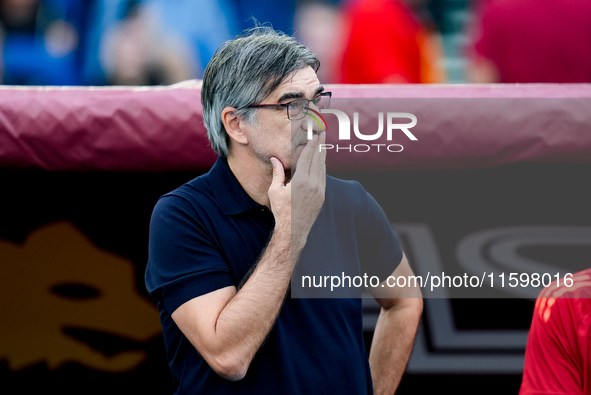 Ivan Juric head coach of AS Roma looks on during the Serie A Enilive match between AS Roma and Udinese Calcio at Stadio Olimpico on Septembe...