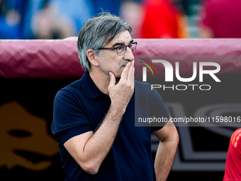 Ivan Juric head coach of AS Roma looks on during the Serie A Enilive match between AS Roma and Udinese Calcio at Stadio Olimpico on Septembe...