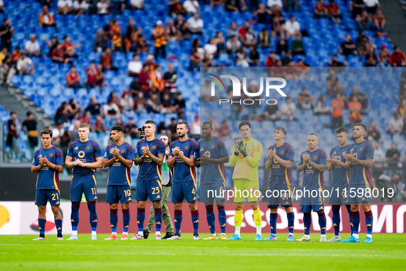 Players of AS Roma during the Serie A Enilive match between AS Roma and Udinese Calcio at Stadio Olimpico on September 22, 2024 in Rome, Ita...