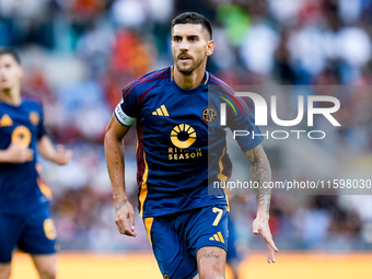 Lorenzo Pellegrini of AS Roma during the Serie A Enilive match between AS Roma and Udinese Calcio at Stadio Olimpico on September 22, 2024 i...