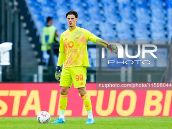 Mile Svilar of AS Roma during the Serie A Enilive match between AS Roma and Udinese Calcio at Stadio Olimpico on September 22, 2024 in Rome,...