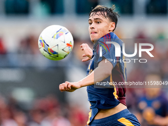 Niccolo' Pisilli of AS Roma during the Serie A Enilive match between AS Roma and Udinese Calcio at Stadio Olimpico on September 22, 2024 in...