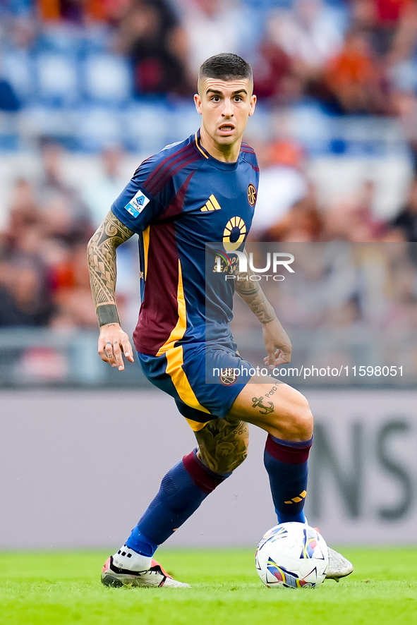 Gianluca Mancini of AS Roma during the Serie A Enilive match between AS Roma and Udinese Calcio at Stadio Olimpico on September 22, 2024 in...