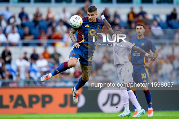 Gianluca Mancini of AS Roma during the Serie A Enilive match between AS Roma and Udinese Calcio at Stadio Olimpico on September 22, 2024 in...