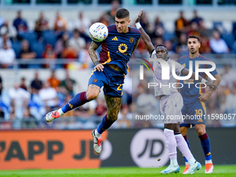 Gianluca Mancini of AS Roma during the Serie A Enilive match between AS Roma and Udinese Calcio at Stadio Olimpico on September 22, 2024 in...