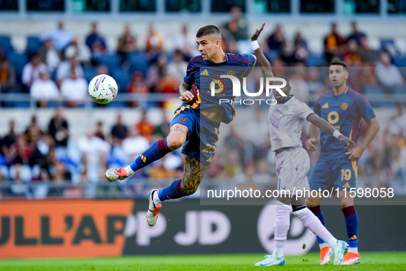 Gianluca Mancini of AS Roma during the Serie A Enilive match between AS Roma and Udinese Calcio at Stadio Olimpico on September 22, 2024 in...