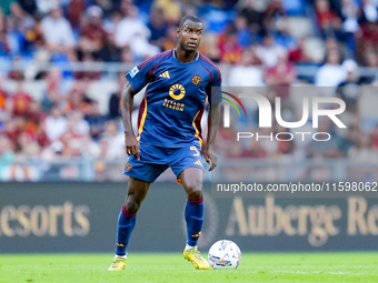 Evan Ndicka of AS Roma during the Serie A Enilive match between AS Roma and Udinese Calcio at Stadio Olimpico on September 22, 2024 in Rome,...