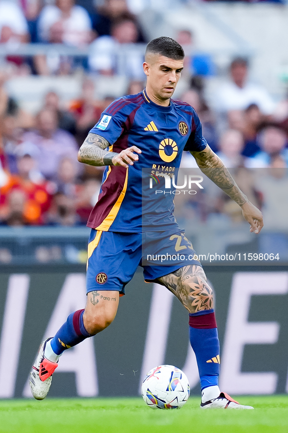 Gianluca Mancini of AS Roma during the Serie A Enilive match between AS Roma and Udinese Calcio at Stadio Olimpico on September 22, 2024 in...