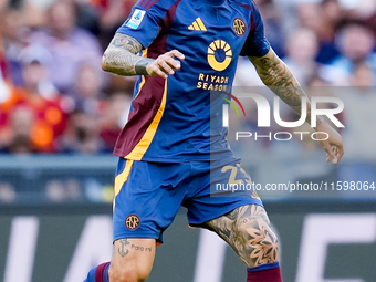 Gianluca Mancini of AS Roma during the Serie A Enilive match between AS Roma and Udinese Calcio at Stadio Olimpico on September 22, 2024 in...