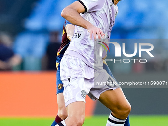 Lorenzo Lucca of Udinese Calcio during the Serie A Enilive match between AS Roma and Udinese Calcio at Stadio Olimpico on September 22, 2024...