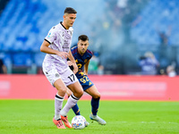 Lorenzo Lucca of Udinese Calcio during the Serie A Enilive match between AS Roma and Udinese Calcio at Stadio Olimpico on September 22, 2024...