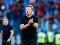 Kosta Runjaic head coach of Udinese Calcio gestures during the Serie A Enilive match between AS Roma and Udinese Calcio at Stadio Olimpico o...