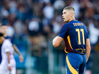 Artem Dovbyk of AS Roma looks on during the Serie A Enilive match between AS Roma and Udinese Calcio at Stadio Olimpico on September 22, 202...