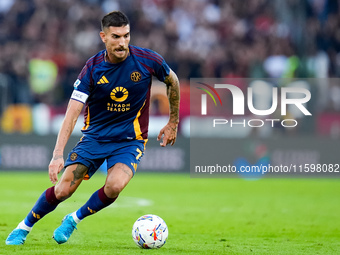 Lorenzo Pellegrini of AS Roma during the Serie A Enilive match between AS Roma and Udinese Calcio at Stadio Olimpico on September 22, 2024 i...