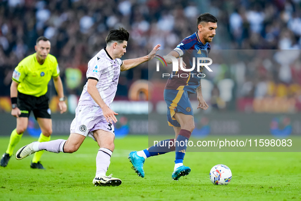 Lorenzo Pellegrini of AS Roma during the Serie A Enilive match between AS Roma and Udinese Calcio at Stadio Olimpico on September 22, 2024 i...