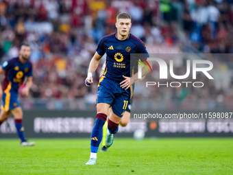 Artem Dovbyk of AS Roma during the Serie A Enilive match between AS Roma and Udinese Calcio at Stadio Olimpico on September 22, 2024 in Rome...