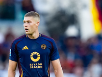 Artem Dovbyk of AS Roma looks on during the Serie A Enilive match between AS Roma and Udinese Calcio at Stadio Olimpico on September 22, 202...