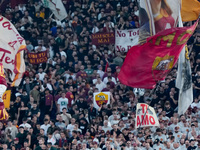 Paulo Dybala of AS Roma celebrates scoring second goal during the Serie A Enilive match between AS Roma and Udinese Calcio at Stadio Olimpic...