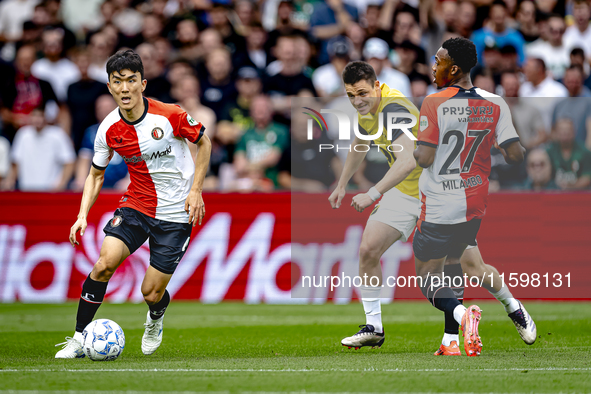 Feyenoord Rotterdam midfielder Inbeom Hwang plays during the match between Feyenoord and NAC at Stadium De Kuip for the Dutch Eredivisie sea...