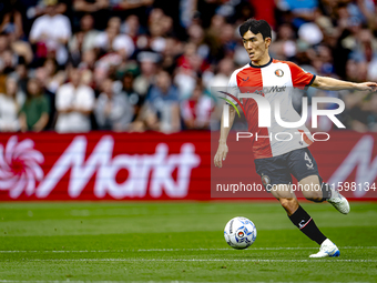 Feyenoord Rotterdam midfielder Inbeom Hwang plays during the match between Feyenoord and NAC at Stadium De Kuip for the Dutch Eredivisie sea...