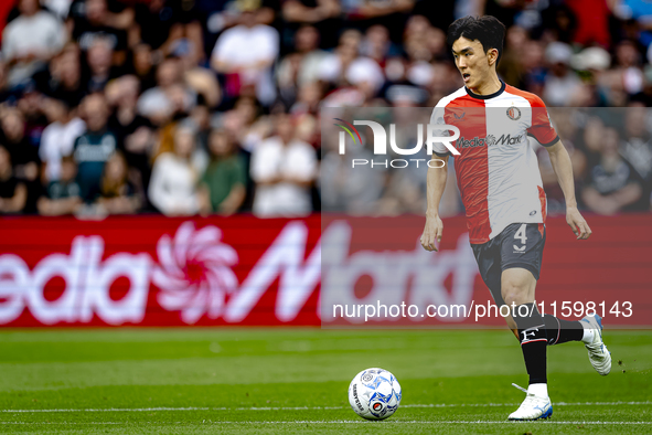 Feyenoord Rotterdam midfielder Inbeom Hwang plays during the match between Feyenoord and NAC at Stadium De Kuip for the Dutch Eredivisie sea...