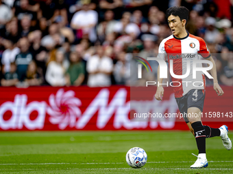 Feyenoord Rotterdam midfielder Inbeom Hwang plays during the match between Feyenoord and NAC at Stadium De Kuip for the Dutch Eredivisie sea...