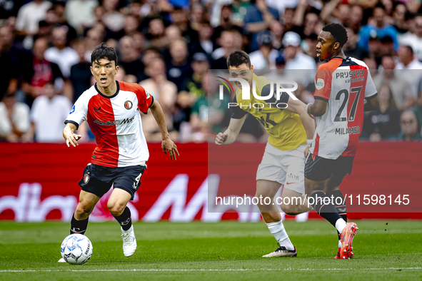 Feyenoord Rotterdam midfielder Inbeom Hwang plays during the match between Feyenoord and NAC at Stadium De Kuip for the Dutch Eredivisie sea...