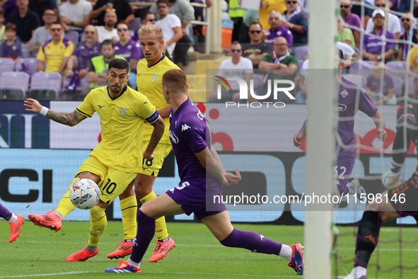 Mattia Zaccagni of SS Lazio controls the ball during  the Italian Serie A football match between ACF Fiorentina and SS Lazio ,on September 2...