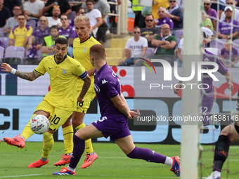 Mattia Zaccagni of SS Lazio controls the ball during  the Italian Serie A football match between ACF Fiorentina and SS Lazio ,on September 2...