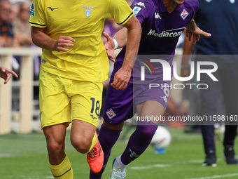 Rolando Mandragora of ACF Fiorentina and Gustav Isaksen of SS Lazio, during  the Italian Serie A football match between ACF Fiorentina and S...