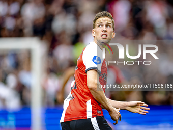 Feyenoord Rotterdam defender Gijs Smal during the match between Feyenoord and NAC at Stadium De Kuip for the Dutch Eredivisie season 2024-20...