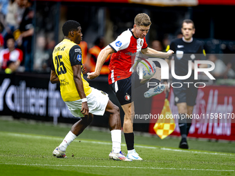 NAC Breda defender Cherrion Valerius and Feyenoord Rotterdam defender Gijs Smal during the match between Feyenoord and NAC at Stadium De Kui...