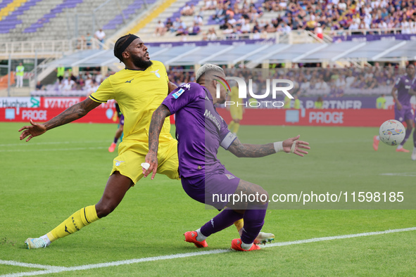 The foul on Domilson Cordeiro Dos Santos Dodo that resulted in the penalty kick during the Italian Serie A football match between ACF Fioren...