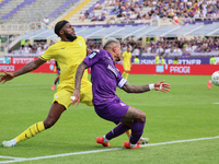 The foul on Domilson Cordeiro Dos Santos Dodo that resulted in the penalty kick during the Italian Serie A football match between ACF Fioren...