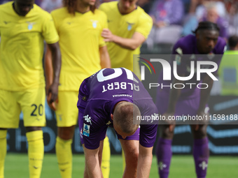 Albert Gudmundsson of ACF Fiorentina is about to shoot the penalty during the Italian Serie A football match between ACF Fiorentina and SS L...