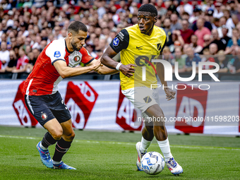 Feyenoord Rotterdam defender David Hancko and NAC Breda defender Cherrion Valerius during the match between Feyenoord and NAC at Stadium De...