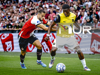 Feyenoord Rotterdam defender David Hancko and NAC Breda defender Cherrion Valerius during the match between Feyenoord and NAC at Stadium De...