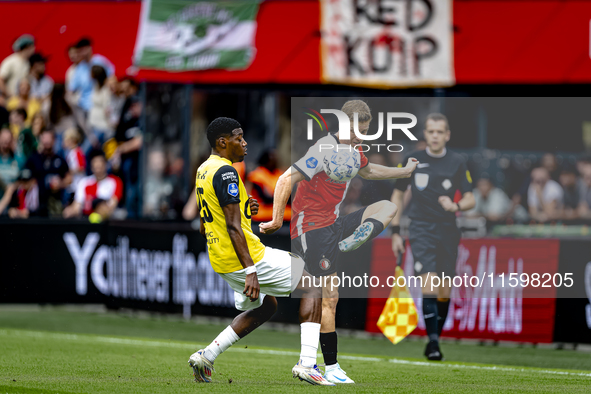 NAC Breda defender Cherrion Valerius and Feyenoord Rotterdam defender Gijs Smal during the match between Feyenoord and NAC at Stadium De Kui...