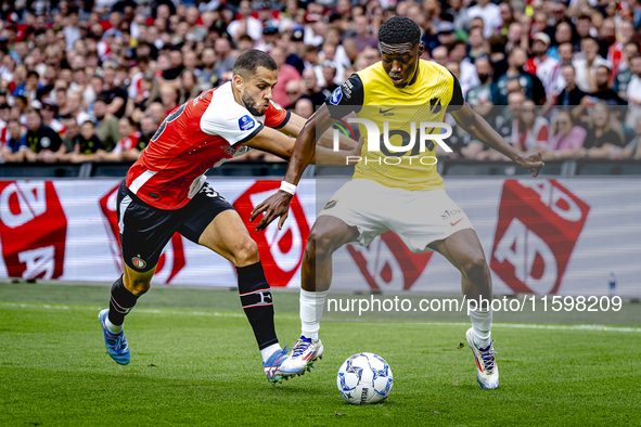 Feyenoord Rotterdam defender David Hancko and NAC Breda defender Cherrion Valerius during the match between Feyenoord and NAC at Stadium De...