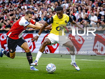 Feyenoord Rotterdam defender David Hancko and NAC Breda defender Cherrion Valerius during the match between Feyenoord and NAC at Stadium De...