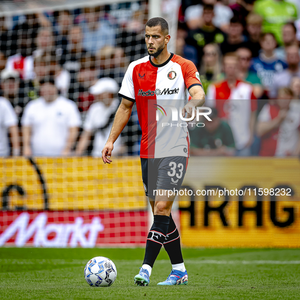 Feyenoord Rotterdam defender David Hancko plays during the match between Feyenoord and NAC at Stadium De Kuip for the Dutch Eredivisie seaso...